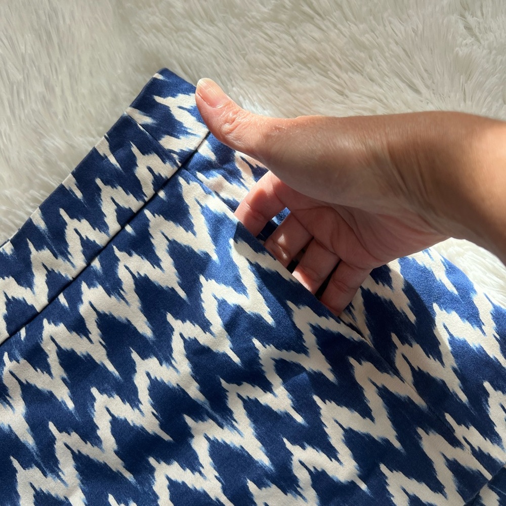 J. Crew High Waist Blue and White Zigzag Shorts - Picture 2 of 5